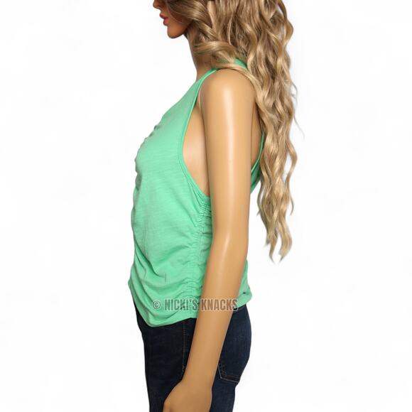 Universal Thread Green Ruched Tank Top Stretch Cotton Blend Sleeveless Size L - Picture 3 of 7